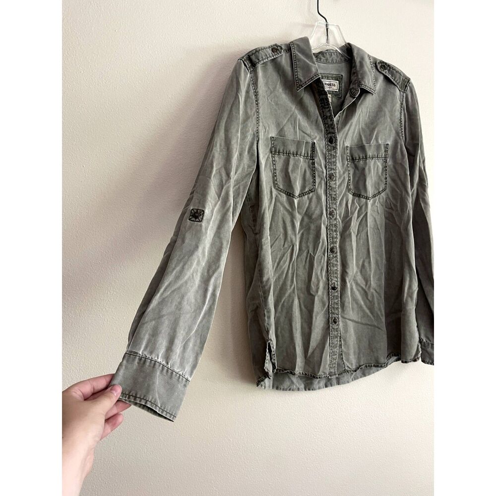 Express Gray Boyfriend Button Up - image 2